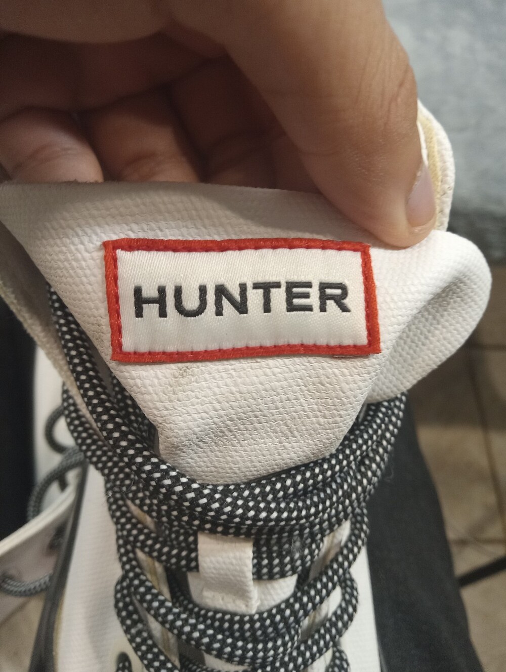 Hunter Women's High-Top Canvas Rain Boots - White/Black Size 7 - Picture 5 of 8